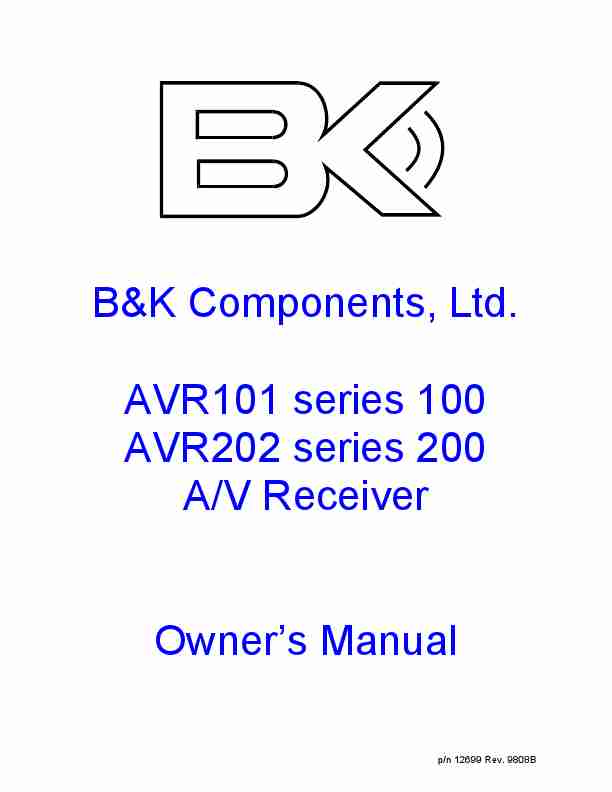 B&K; Stereo Receiver AVR101 Series 100, AVR202 series 200-page_pdf